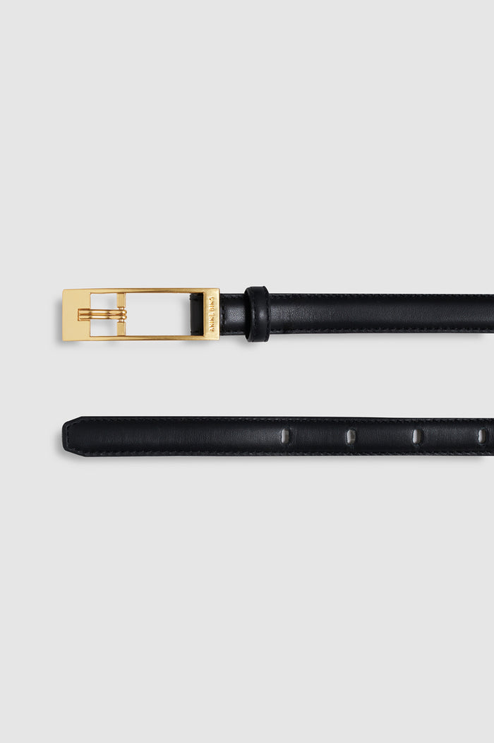 ANINE BING - Double Elly Belt Smooth Leather - Black - Detail View