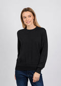 Elliott Lauren Double Hem Modal Knit Sweater in Black available at Barbara Katz