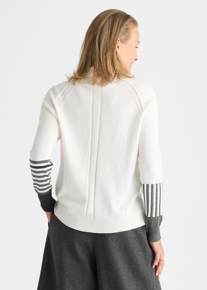 Zaket & Plover Drawcord Sweater in White available at Barbara Katz
