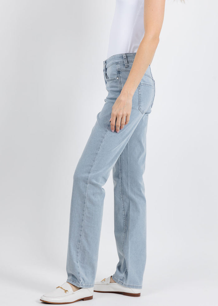 MAC Dream Straight Denim 32" in Aqua Blue available at Barbara Katz