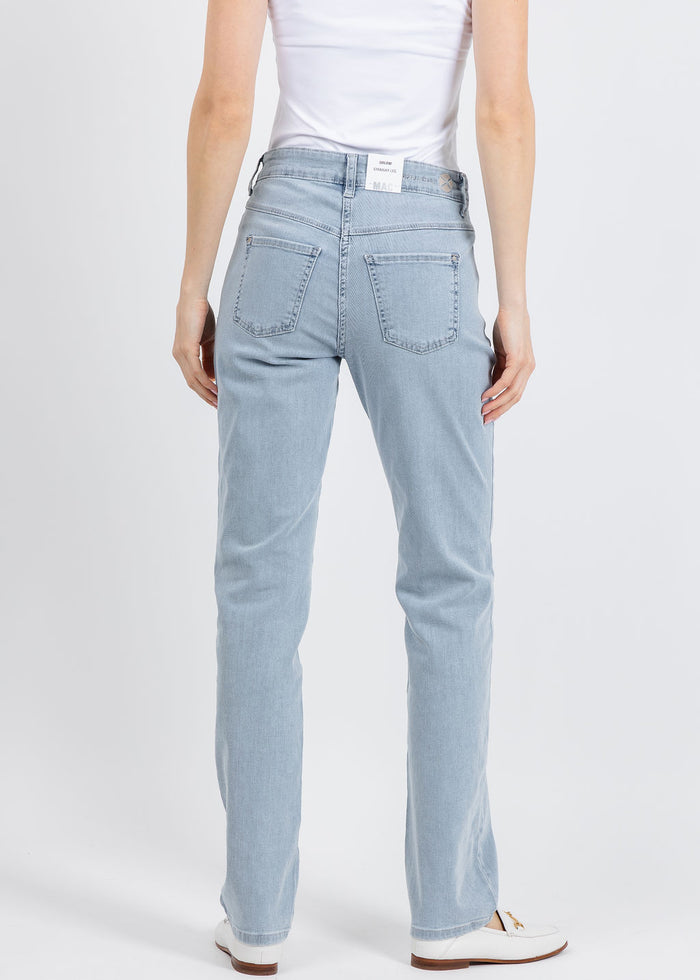 MAC Dream Straight Denim 32" in Aqua Blue available at Barbara Katz