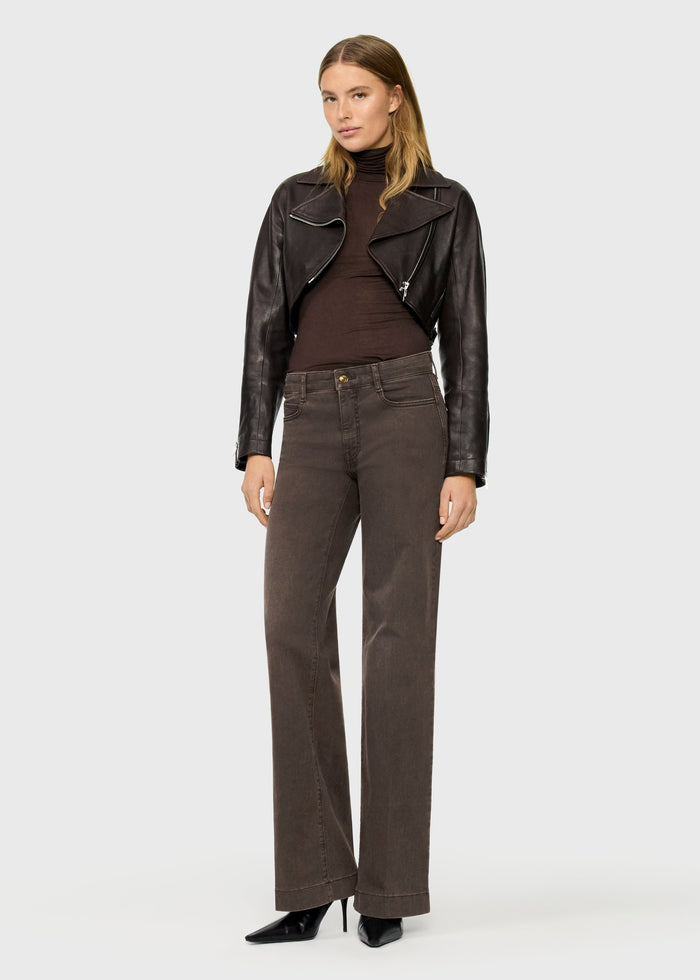 MAC Dream Wide Jeans 30" in Brown Stone Wash available at Barbara Katz