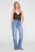 ANINE BING Ellen Top - Black And Brown Leopard - on model front