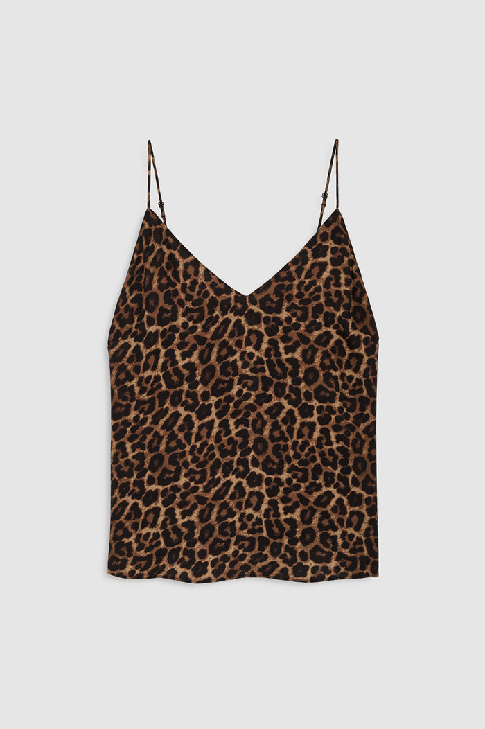 ANINE BING Ellen Top - Black And Brown Leopard - front view