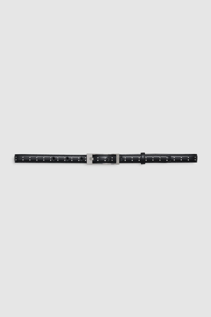 ANINE BING Elly Belt Studs Smooth Leather - Black - front view