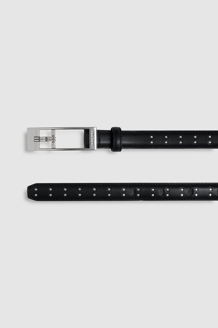 ANINE BING Elly Belt Studs Smooth Leather - Black - detail view
