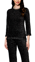 Biana Emilia Shimmer Fringe Top in Black Shimmer available at Barbara Katz