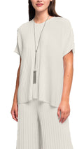 Erika Loose-Fitting Wide Rib Knit Drop Shoulder Top; Beige - Barbara Katz
