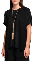 Erika Loose-Fitting Wide Rib Knit Drop Shoulder Top; Black - Barbara Katz