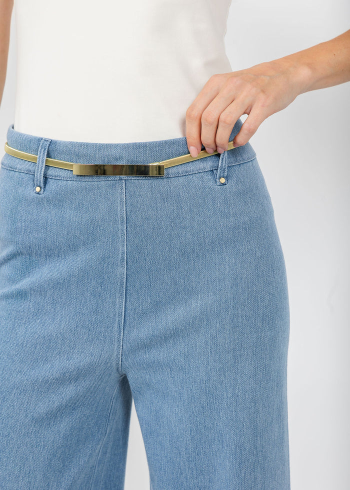 Lysse Erin Crystal Wide Leg Denim in Bleached Blue available at Barbara Katz