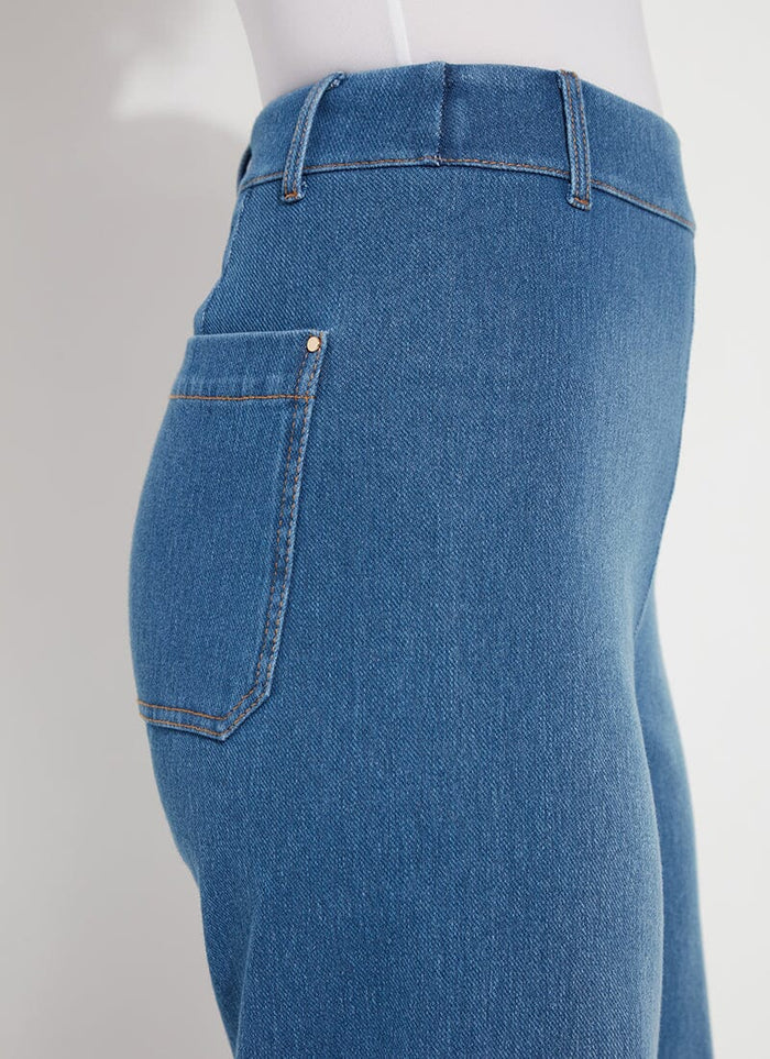Erin Hi Waist Wide Leg Denim Pants in Mid Wash available at Barbara Katz