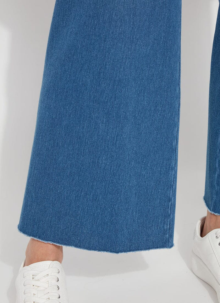 Erin Hi Waist Wide Leg Denim Pants in Mid Wash available at Barbara Katz