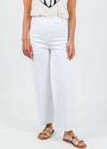 Lysse Erin Hi Waist Wide Leg Denim Pants in White available at Barbara Katz