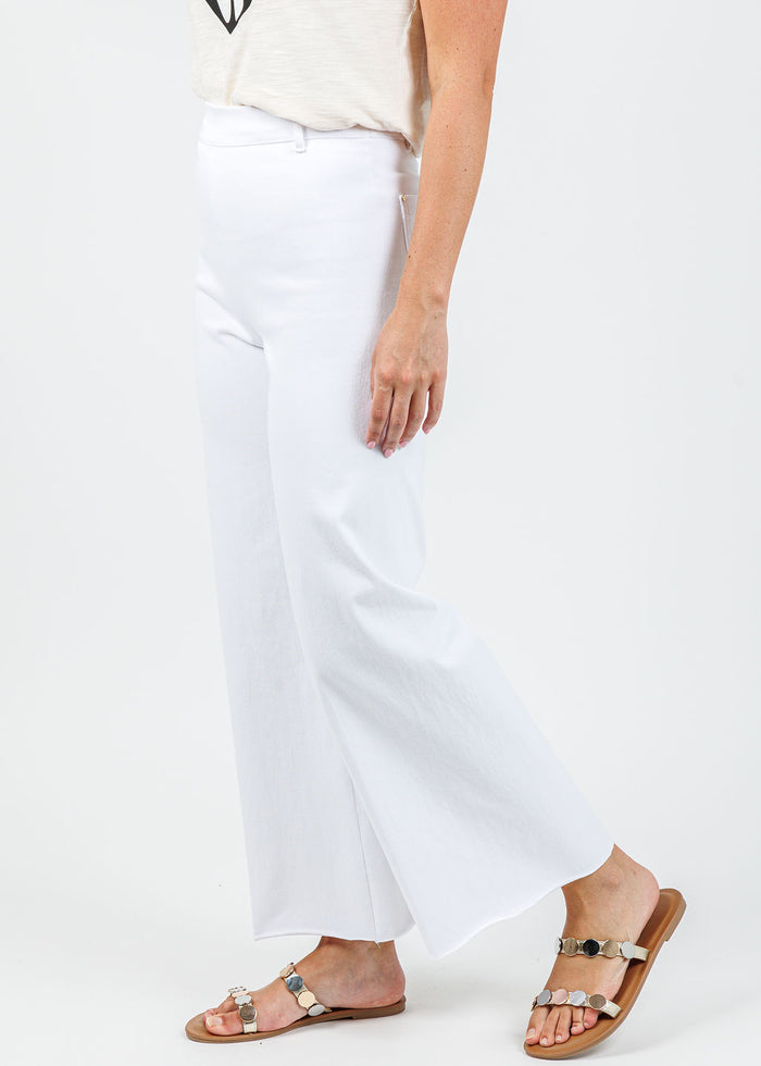Lysse Erin Hi Waist Wide Leg Denim Pants in White available at Barbara Katz