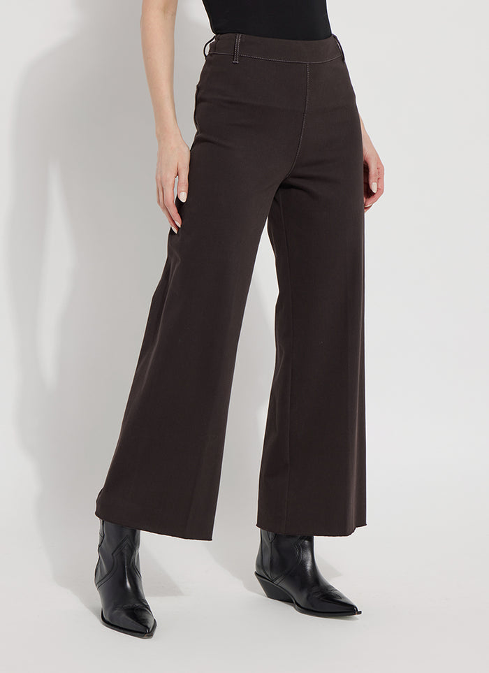 Lysse Erin High Waist Wide Leg Denim Pants in Double Espresso available at Barbara Katz