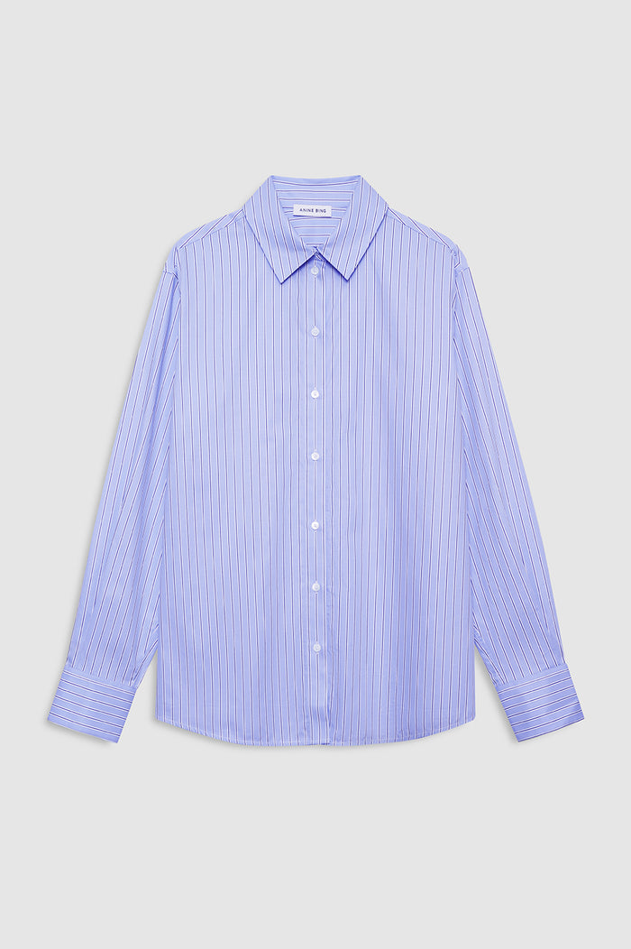 ANINE BING Essie Shirt - Blue Stripe - front view