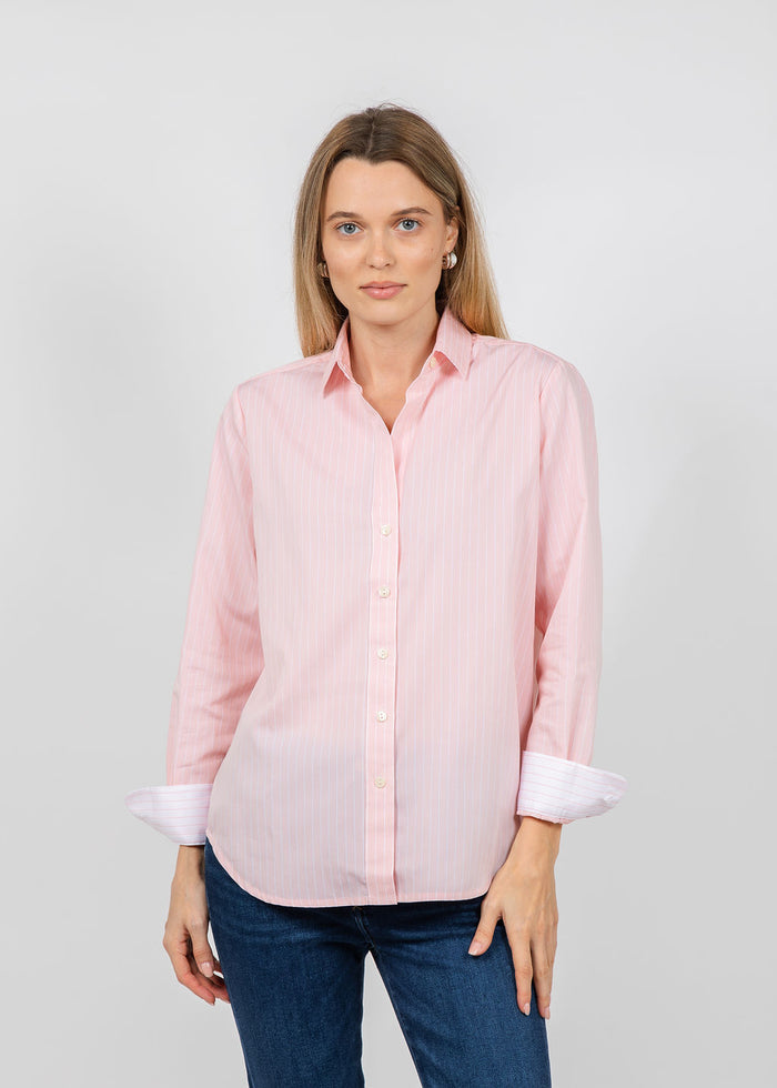 Hinson Wu Ester Long Sleeve Stripe Shirt in Blush Pink/White available at Barbara Katz
