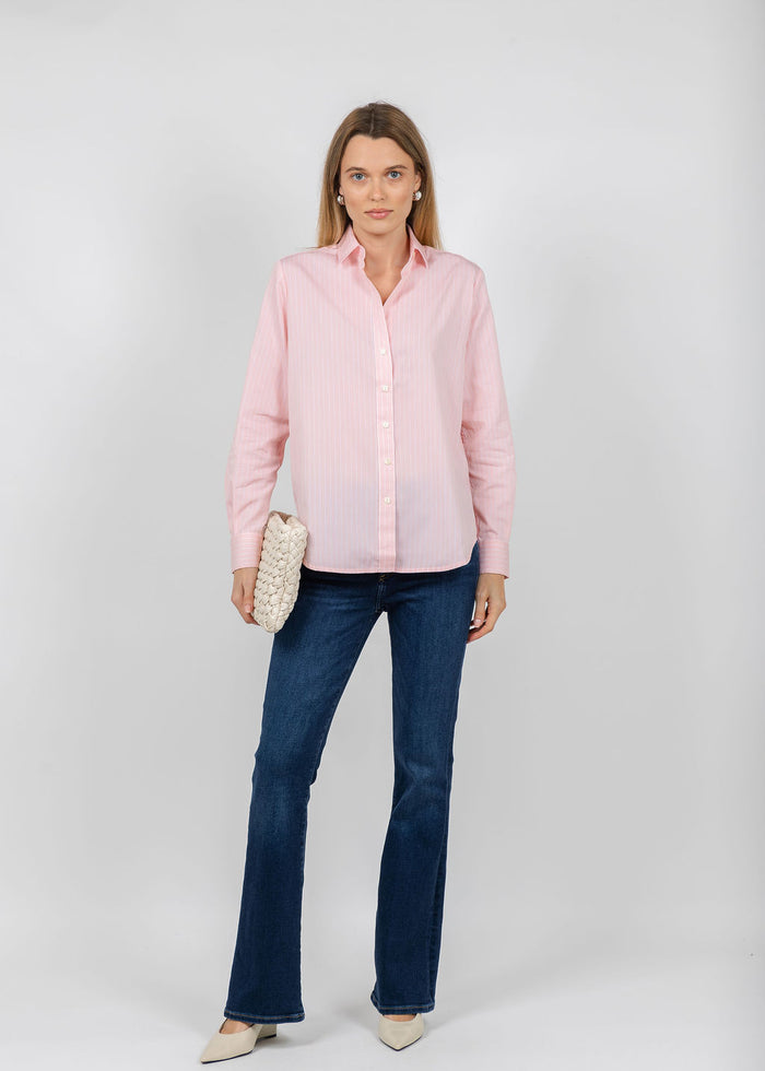 Hinson Wu Ester Long Sleeve Stripe Shirt in Blush Pink/White available at Barbara Katz