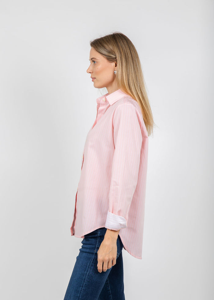 Hinson Wu Ester Long Sleeve Stripe Shirt in Blush Pink/White available at Barbara Katz