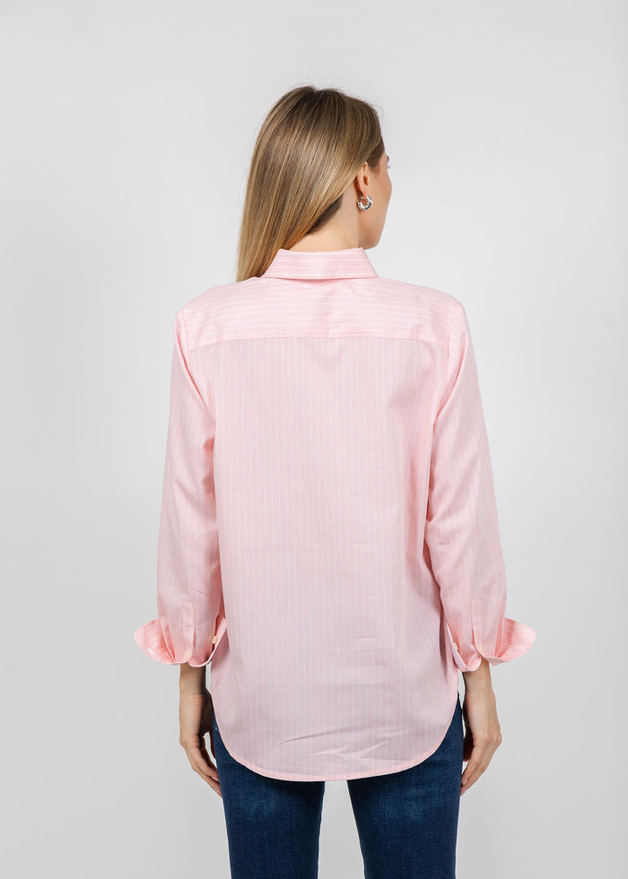 Hinson Wu Ester Long Sleeve Stripe Shirt in Blush Pink/White available at Barbara Katz