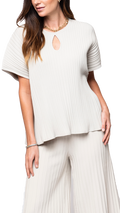 Biana Ester Rib Knit Wide Top in Beige available at Barbara Katz