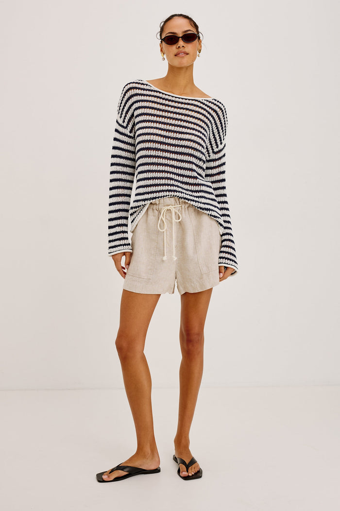 Rails Evangeline Sweater in Stone Navy Stripe available at Barbara Katz