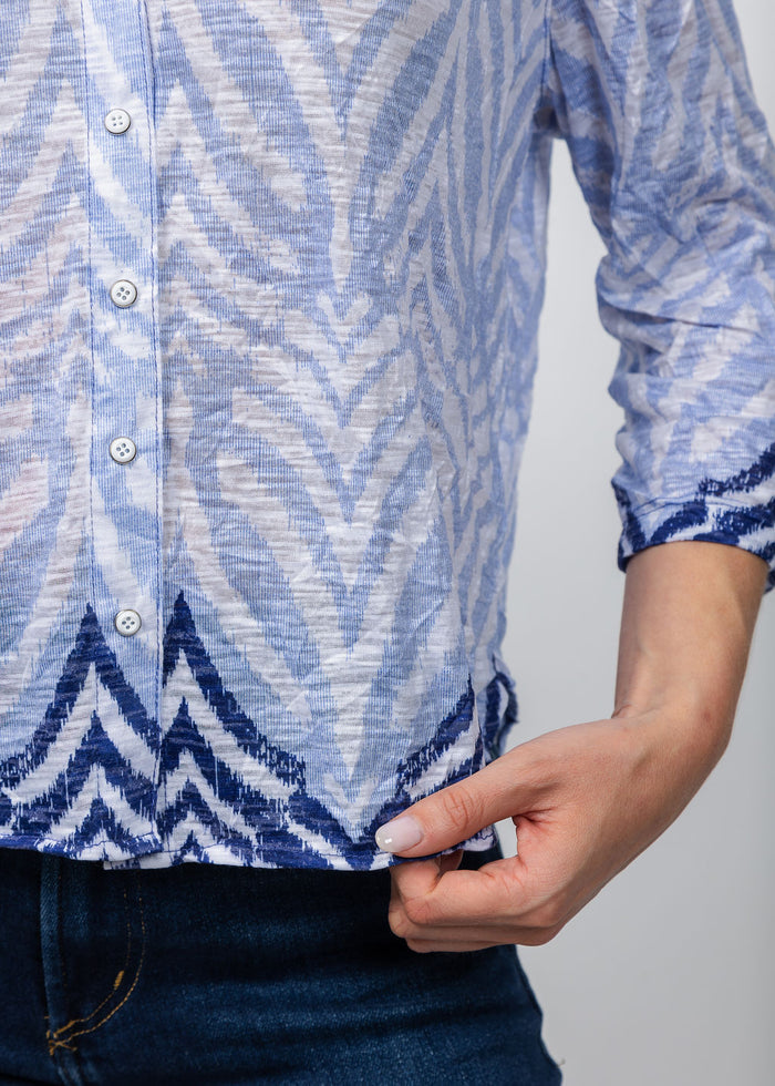 David Cline Evie Cropped Button Shirt in Cloud available at Barbara Katz