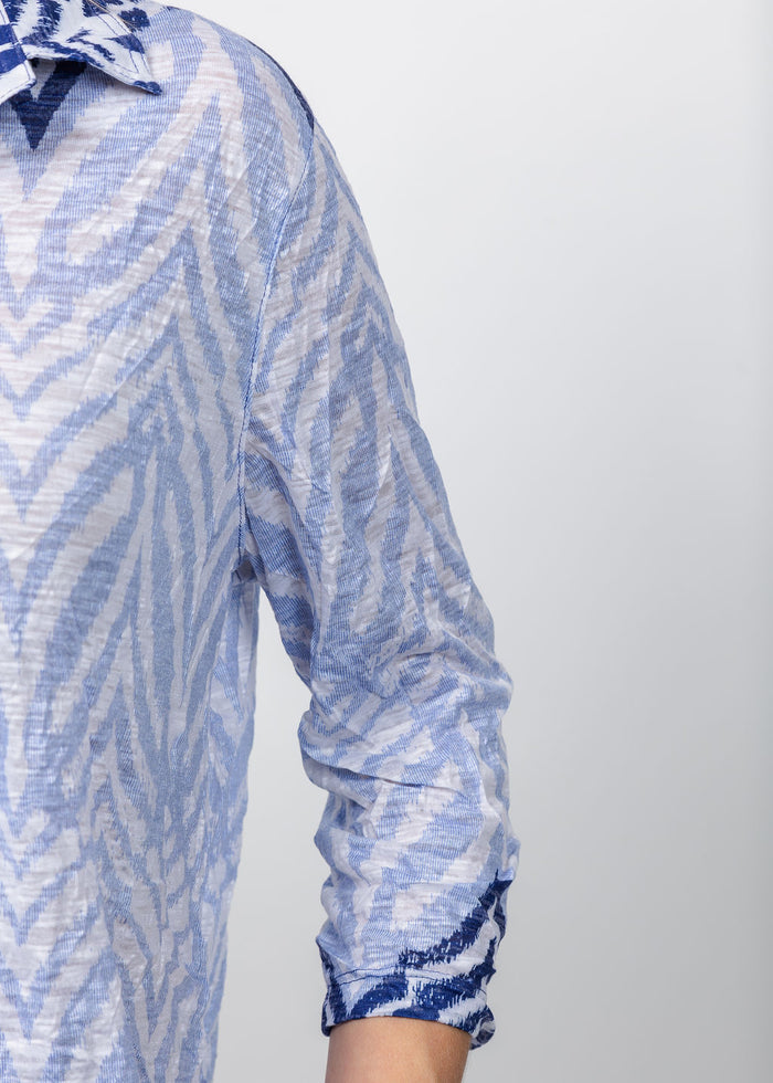 David Cline Evie Cropped Button Shirt in Cloud available at Barbara Katz