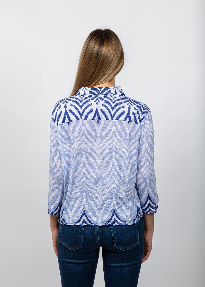 David Cline Evie Cropped Button Shirt in Cloud available at Barbara Katz