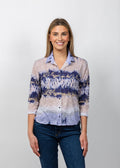 David Cline Evie Cropped Button Shirt in Iris available at Barbara Katz