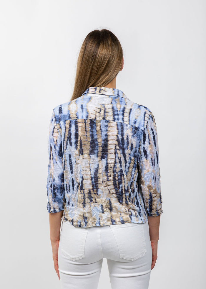 David Cline Evie Cropped Button Shirt in Storm available at Barbara Katz