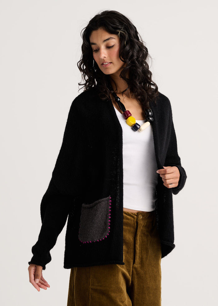Zaket & Plover Eye Spy Cardigan in Black available at Barbara Katz