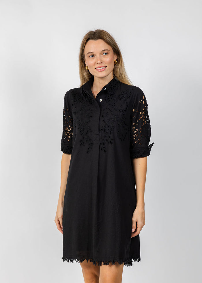 Dizzy-Lizzie Eyelet Dress in Black available at Barbara Katz