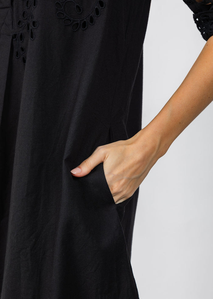 Dizzy-Lizzie Eyelet Dress in Black available at Barbara Katz
