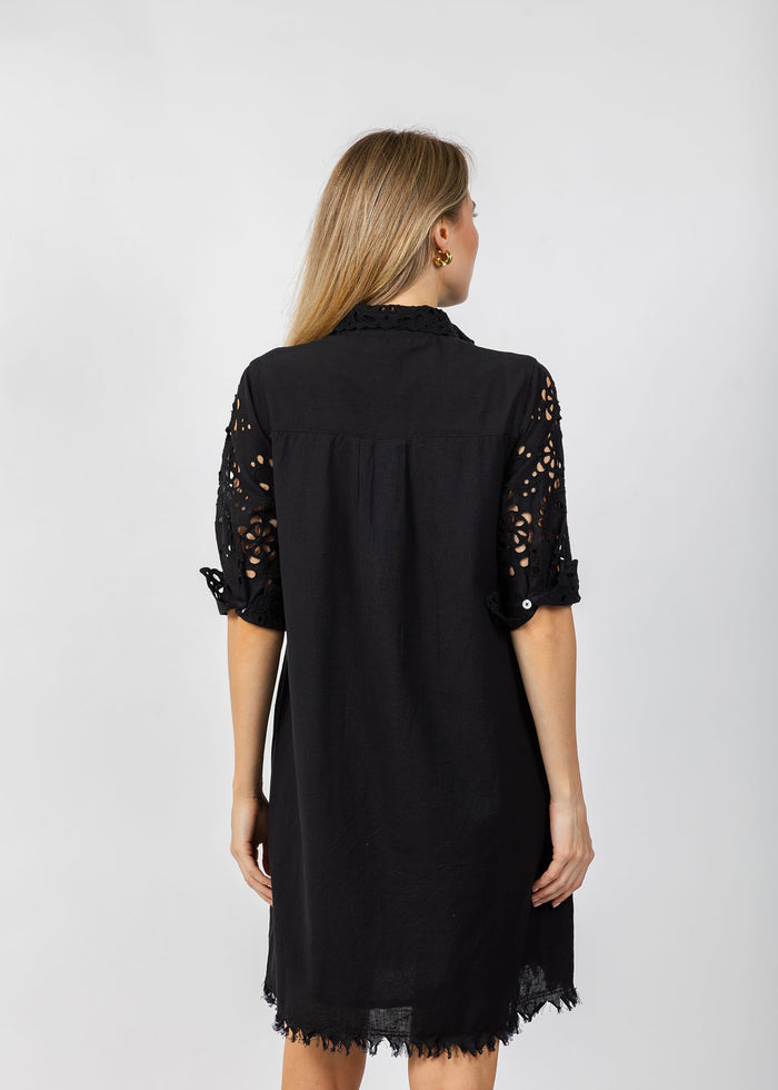 Dizzy-Lizzie Eyelet Dress in Black available at Barbara Katz