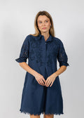 Dizzy-Lizzie Eyelet Dress in Navy available at Barbara Katz