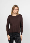 J Society Fall Rib Bottom Crew Sweater in Coffee Bean available at Barbara Katz