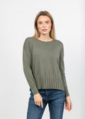 J Society Fall Rib Bottom Crew Sweater in Moss available at Barbara Katz