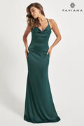 Faviana Cowl Neck Low Back Prom Dress 11069