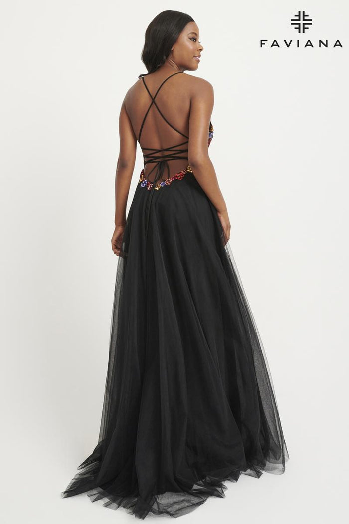 Faviana Floral A-Line Long Prom Dress 11039
