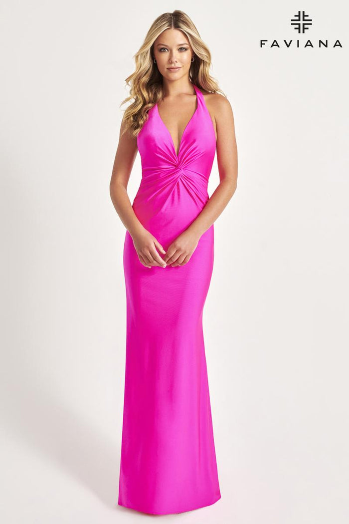 Faviana Jersey Halter Prom Dress 11014
