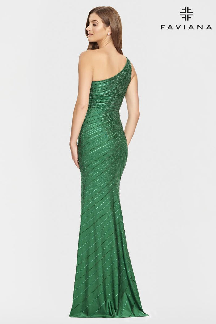 Faviana Long One Shoulder Hot Stone Prom Dress S10805