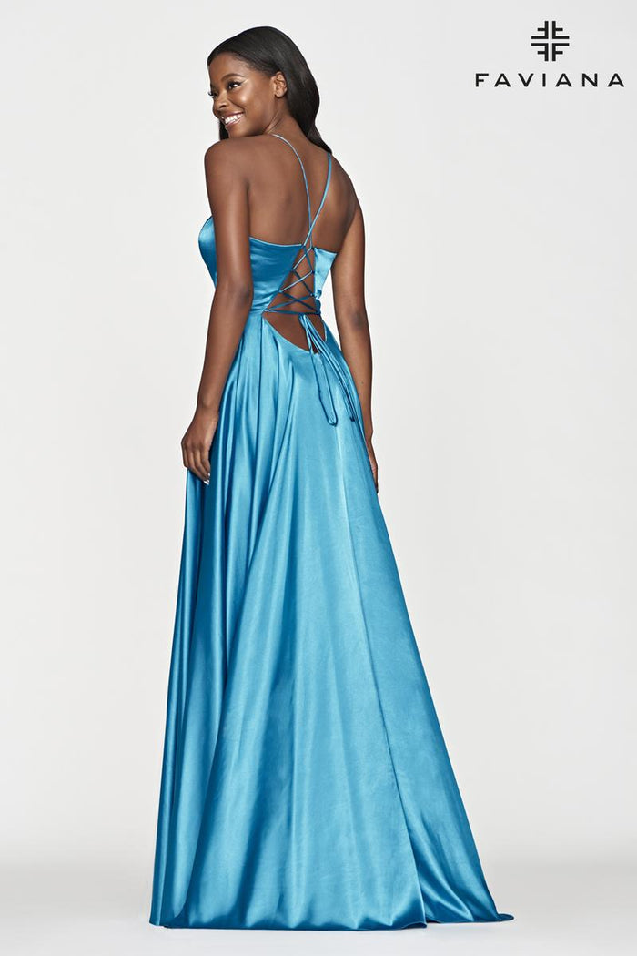 Faviana Long Satin A-Line Prom Dress S10209