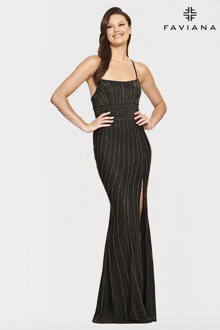 Faviana Long Scoop Neck Prom Dress S10806