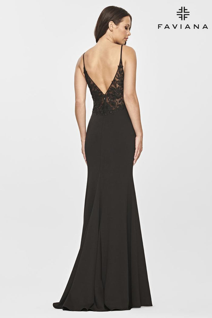 Faviana Long  V-Neck Jersey Prom Dress S10834