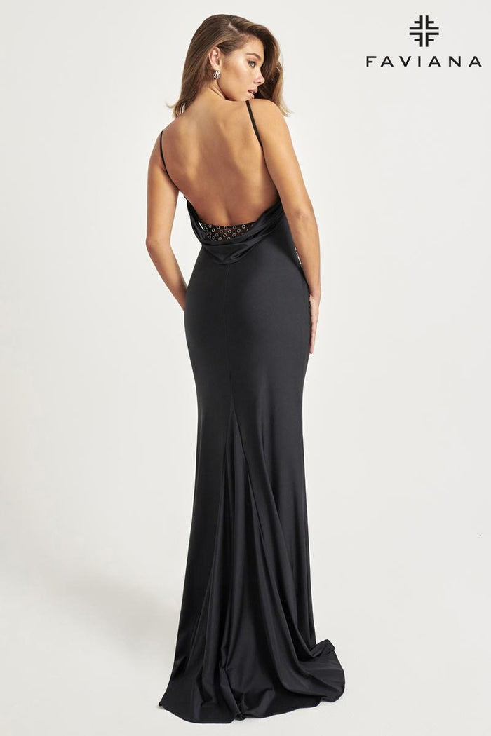 Faviana Low Back Ruched Prom Dress 11072