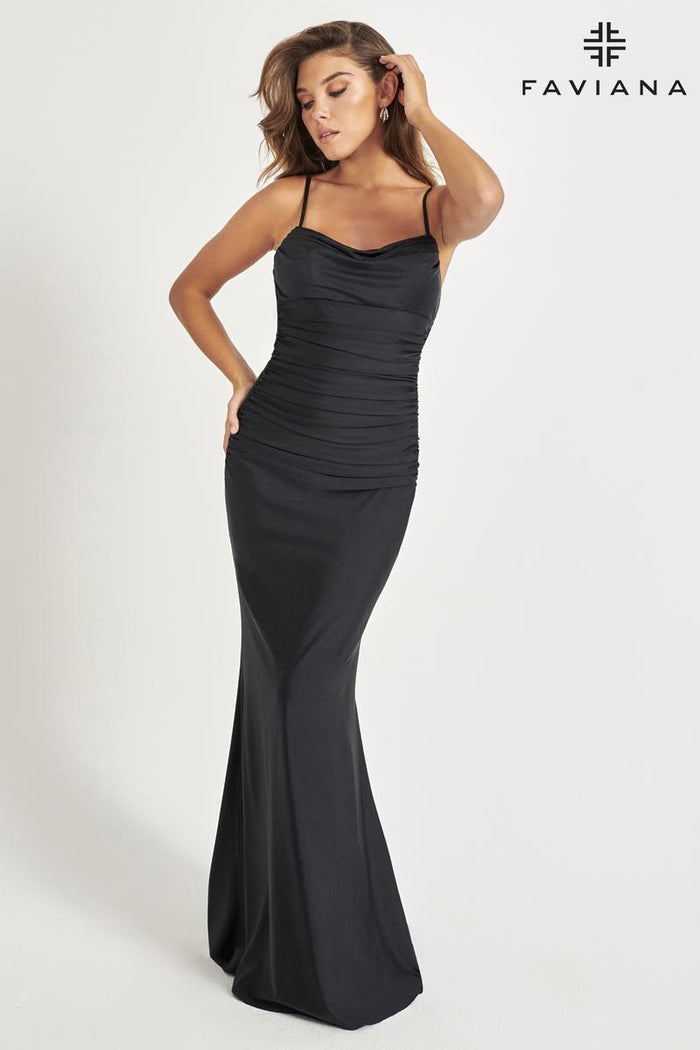 Faviana Low Back Ruched Prom Dress 11072