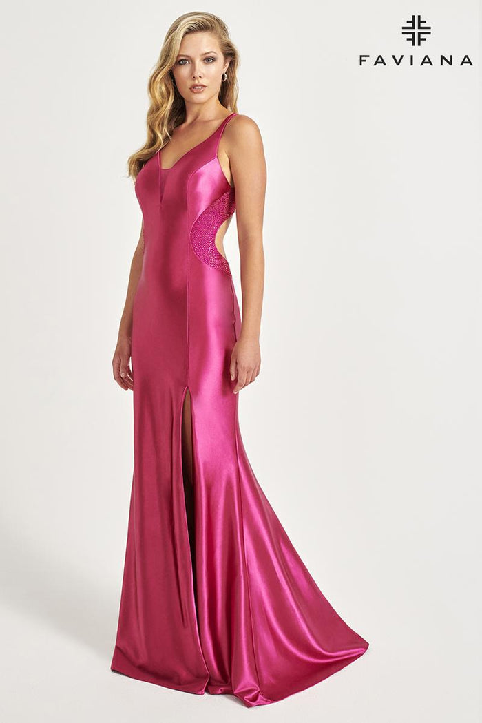 Faviana Satin Open Back Prom Dress 11008
