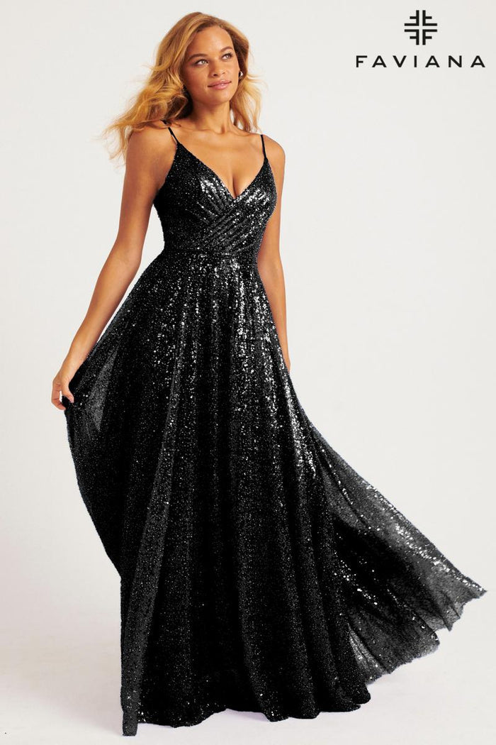 Faviana Sequin A- Line Dress 11203