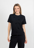 Margittes Floral Sequin Tee in Black available at Barbara Katz